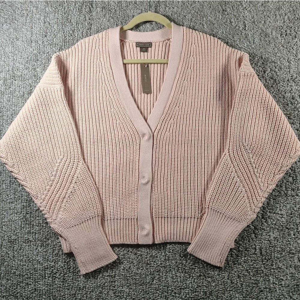 Point Sur Cardigan Pink Shaker Stitch Dolman Sleeve Coquette Women XL